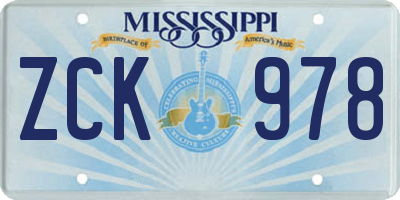 MS license plate ZCK978