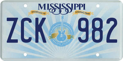 MS license plate ZCK982