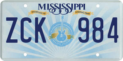 MS license plate ZCK984