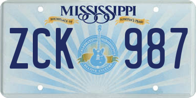 MS license plate ZCK987