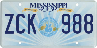 MS license plate ZCK988
