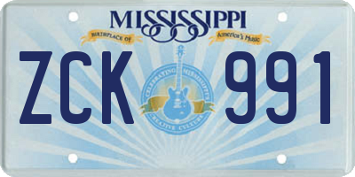 MS license plate ZCK991