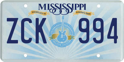 MS license plate ZCK994