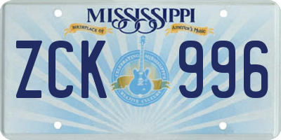MS license plate ZCK996