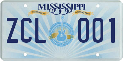 MS license plate ZCL001