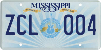 MS license plate ZCL004