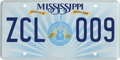 MS license plate ZCL009
