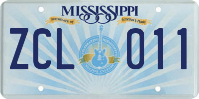 MS license plate ZCL011