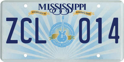 MS license plate ZCL014