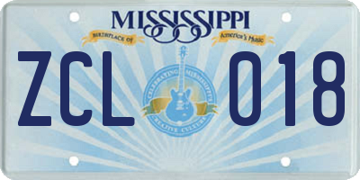 MS license plate ZCL018