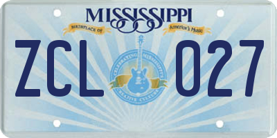 MS license plate ZCL027