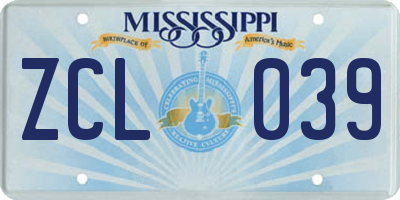 MS license plate ZCL039
