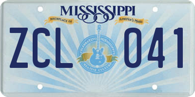 MS license plate ZCL041