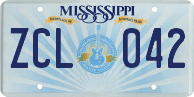 MS license plate ZCL042