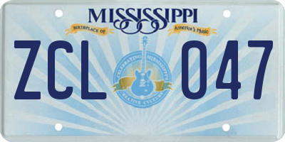 MS license plate ZCL047