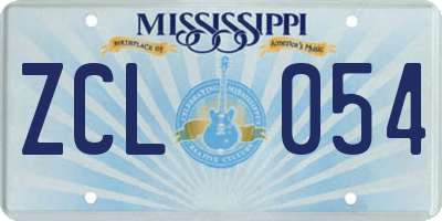 MS license plate ZCL054