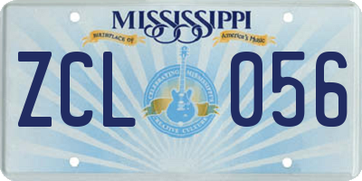MS license plate ZCL056