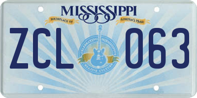 MS license plate ZCL063