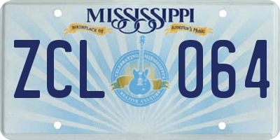 MS license plate ZCL064