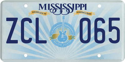 MS license plate ZCL065