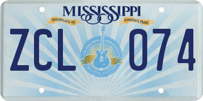 MS license plate ZCL074
