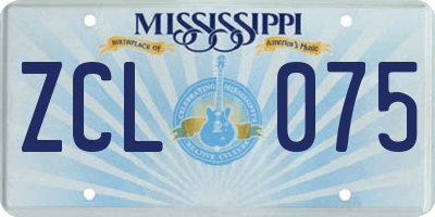 MS license plate ZCL075