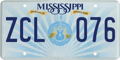 MS license plate ZCL076