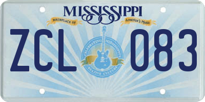 MS license plate ZCL083