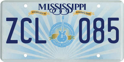 MS license plate ZCL085