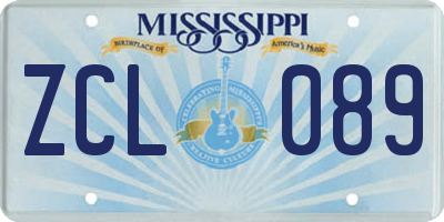MS license plate ZCL089