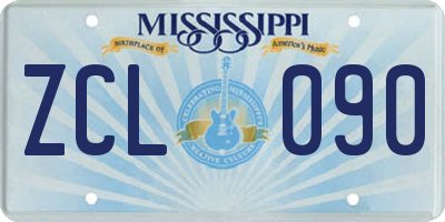MS license plate ZCL090