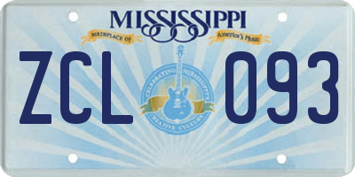 MS license plate ZCL093
