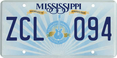 MS license plate ZCL094