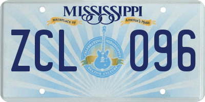 MS license plate ZCL096