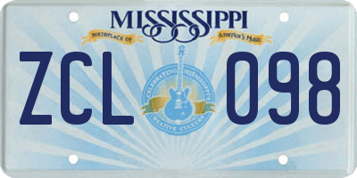 MS license plate ZCL098