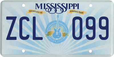 MS license plate ZCL099