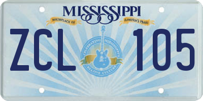 MS license plate ZCL105
