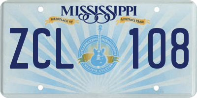 MS license plate ZCL108