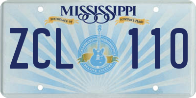 MS license plate ZCL110