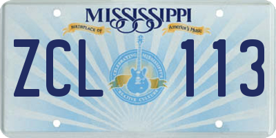 MS license plate ZCL113