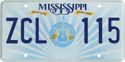 MS license plate ZCL115
