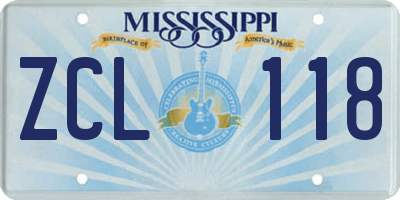 MS license plate ZCL118