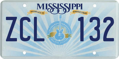 MS license plate ZCL132