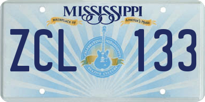 MS license plate ZCL133