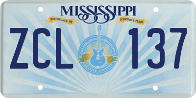 MS license plate ZCL137