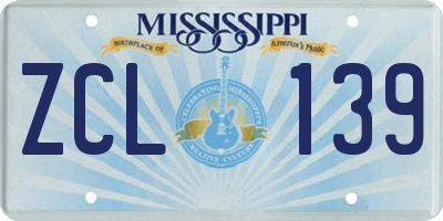 MS license plate ZCL139