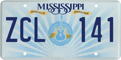 MS license plate ZCL141