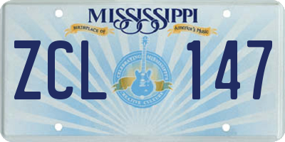 MS license plate ZCL147