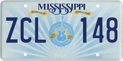 MS license plate ZCL148