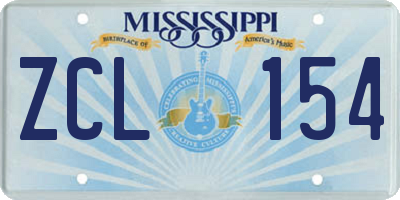 MS license plate ZCL154